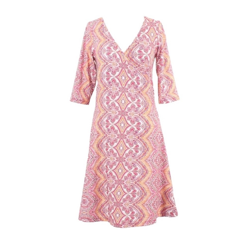Prana Women‎ Paisley Mandala Faux Wrap Dress Size Large Outdoors Granola Indie